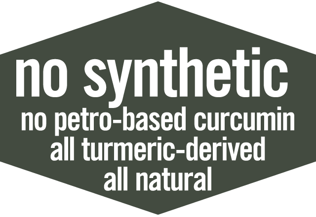 No Synthetic Curcumin: No petroleum based curcumin, all turmeric derived, all natural