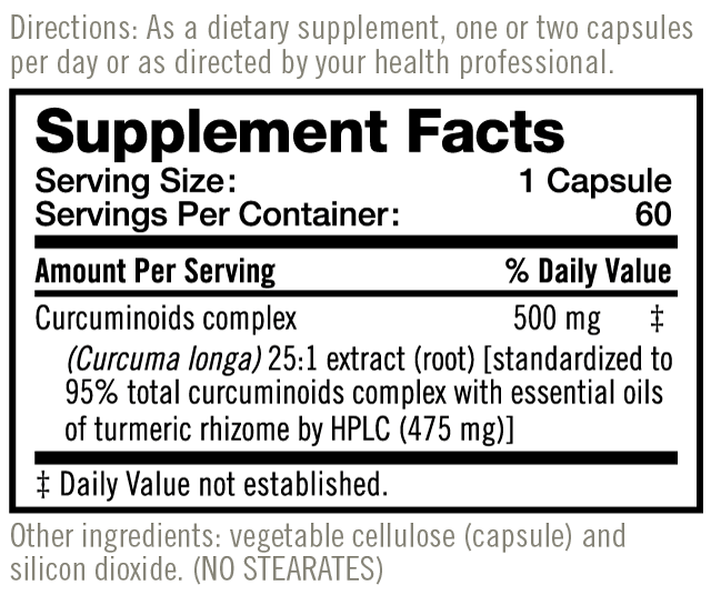 BioMor Curcumin Supplement Facts